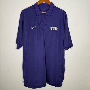 Nike Dri Fit TCU Horned Frogs Polo Purple with‎ Logo Sz XL